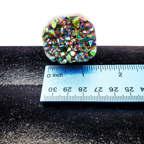 Boho Rainbow Aura Oil Slick Titanium Amethyst Quartz Crystal Wine Bottle Stopper - Picture 12 of 16